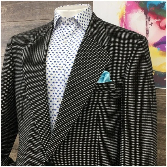 VINTAGE MARIOS Mens Blazer Sport Coat 2 Button‎ Casual Jacket Size 46R Wool Suit